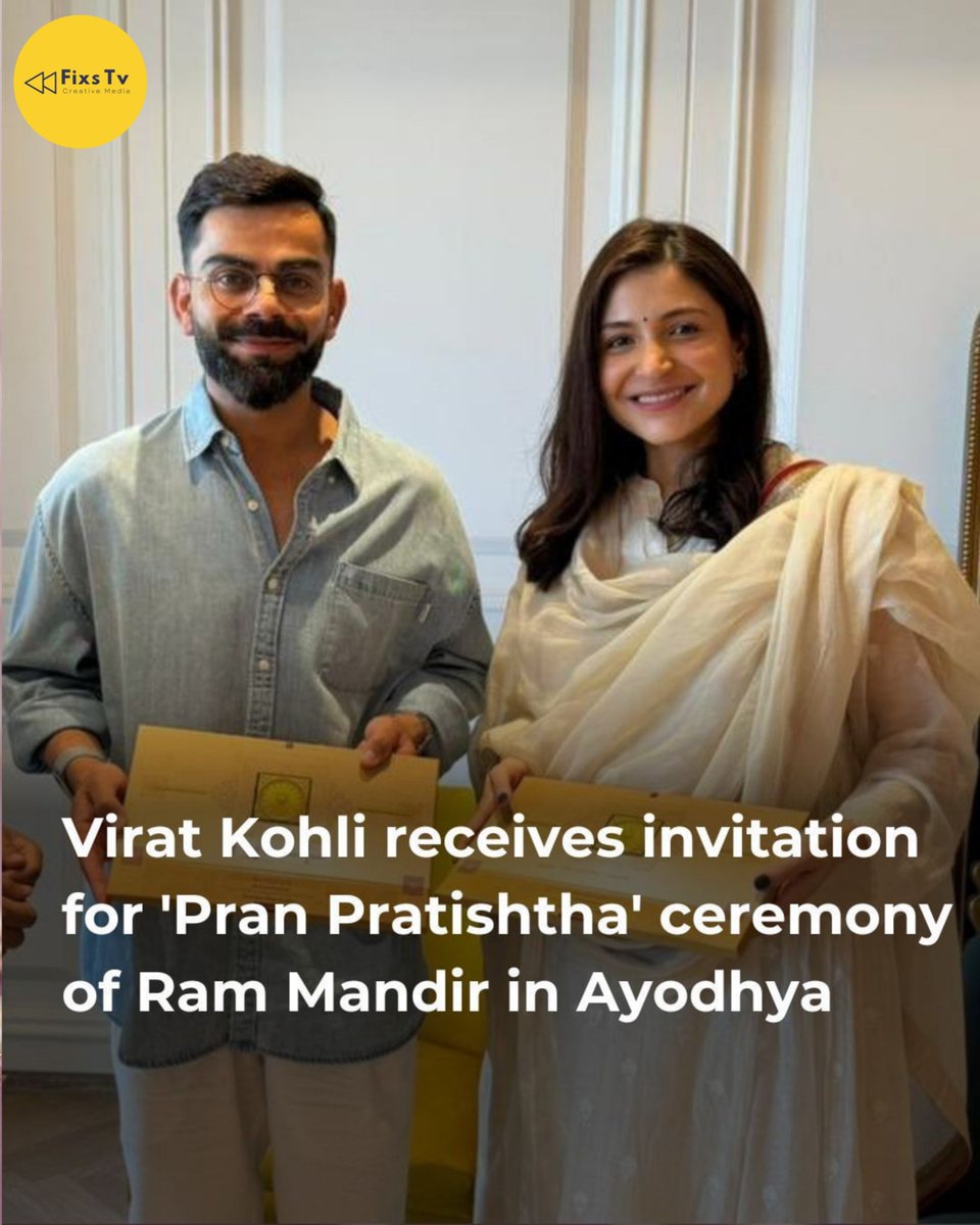 fixstv's tweet photo. @imVkohli Today Received an Invitation to attend the "Pran Pratishtha" Ceremony Of #RamMandir On 22 January 2024 In #Ayodhya, Uttarpradesh.
#Fixstv #FixstvMedia https://t.co/1NpHCIMLmp