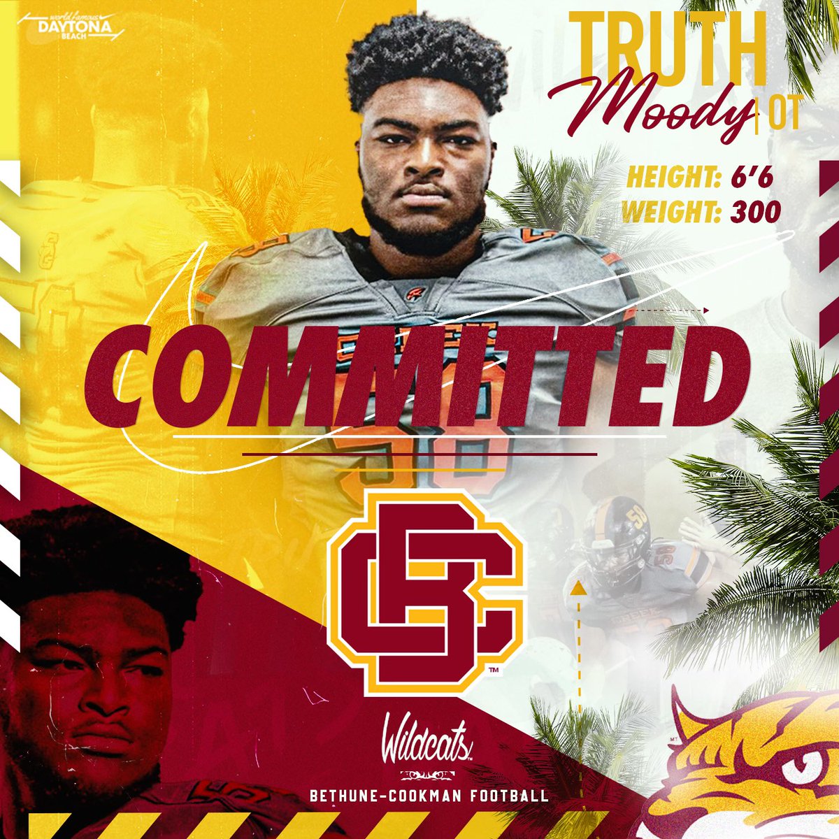 Keeping it @ the beach committed to Bethune Cookman @Coachwoodie @bcu_gridiron @bcu_athletics @TWeston_ @Coach_Wimbo @CoachColey35 @_TMJackson @tbarragan5 @COACHJDESSEIN @B_Wash72 @CesarJimenez305 @TWeston_ #bethunecookmen @SCHawksFootball