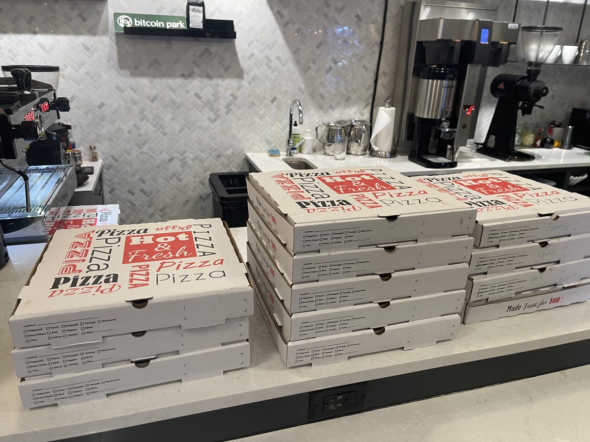 Rob Hamilton (@rob1ham) on Twitter photo What a waste <a href="/bitcoinpark_/">Bitcoin Park</a> , why order all these boxes of pizza when you could just divide one pie infinitely? 🤔 What a waste <a href="/bitcoinpark_/">Bitcoin Park</a> , why order all these boxes of pizza when you could just divide one pie infinitely? 🤔