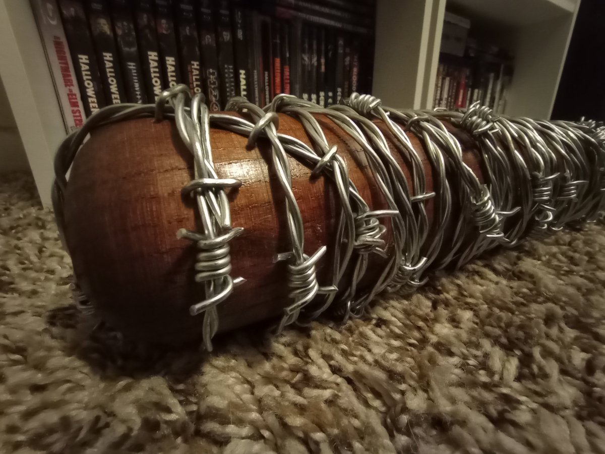 SithMorrison's tweet photo. Just received my real wood bat with real barbed wire Lucille... she is awesome. Another great addition to the collection. https://t.co/8m5Jw1oDMU