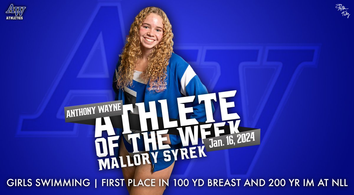 Athlete of the week! From <a href="/awswimanddive/">AWHS Swim & Dive</a> Mallory Syrek!! Congrats on winning NLL 100 yd Breast and 200 yd IM!!