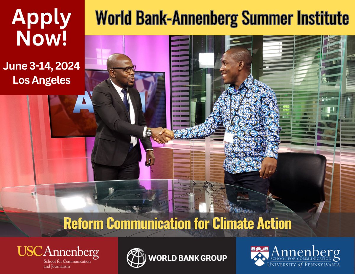 AnnenbergExed's tweet image. Combat climate misinformation! Join the 12th World Bank Annenberg Summer Institute @USC. Equip yourself with strategic tools to tackle the climate crisis. Early bird discount available - save $750 by registering by Jan 31, 2024. Apply now: exed.annenberg.usc.edu/program/2024-w…