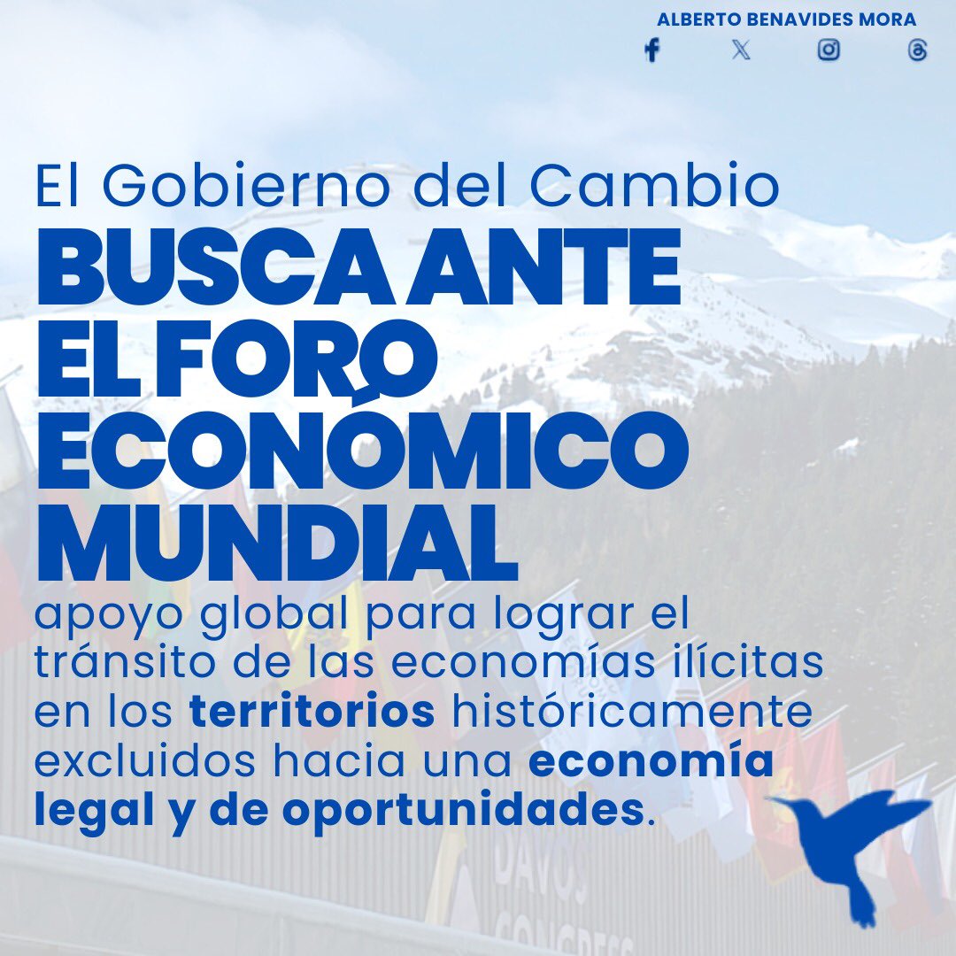 albertobemo's tweet photo. El Foro Económico Mundial, que se celebra en Davos Suiza, es un espacio creado con el fin de fomentar la cooperación mundial en asuntos políticos, sociales y económicos. 

A su versión 54, que tiene como lema 'Reconstruir la confianza', y del que participan más de cien presidentes, jefes de Gobierno y de Estado, líderes de organizaciones multilaterales, académicos y medios de comunicación, asiste nuestro país representado por el Presidente @petrogustavo por la Ministra de Ambiente @susanamuhamad, por el Ministro de Comercio, Industria y Turismo @GermanUmanaM, y por el Ministro de Minas y Energía @andrescamachom_. 🧵2/3