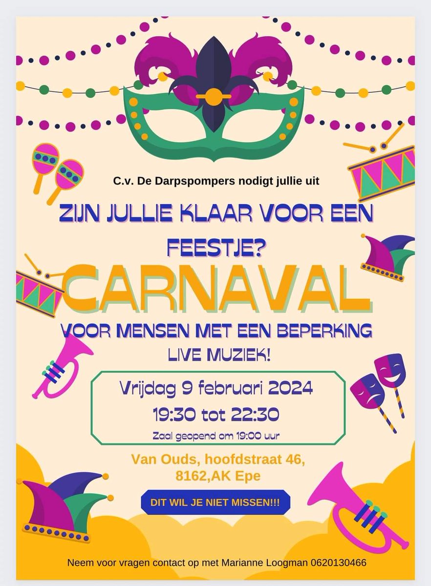 JanLoogman's tweet photo. Een hele oude traditie van onze mooie vereniging. 
Het mooiste carnavalsfeest van het jaar: carnaval voor mensen met een beperking.
Iedereen is van harte welkom! https://t.co/zGqIAqRLwK
