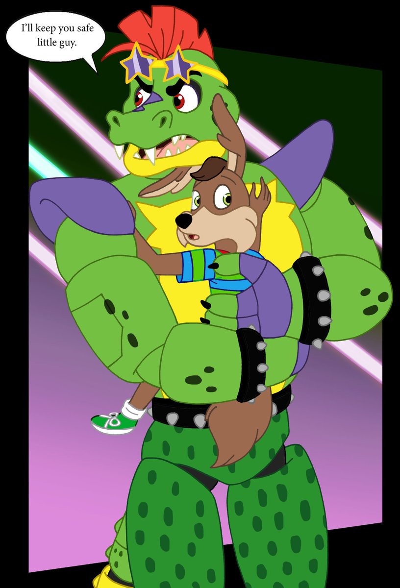 Monty Gator is keeping Timmy safe all night avoid any danger at Freddy Fazbear's Mega Pizzaplex Monty Gator from FNAF: Security Breach Timmy J. Coyote belongs to me.