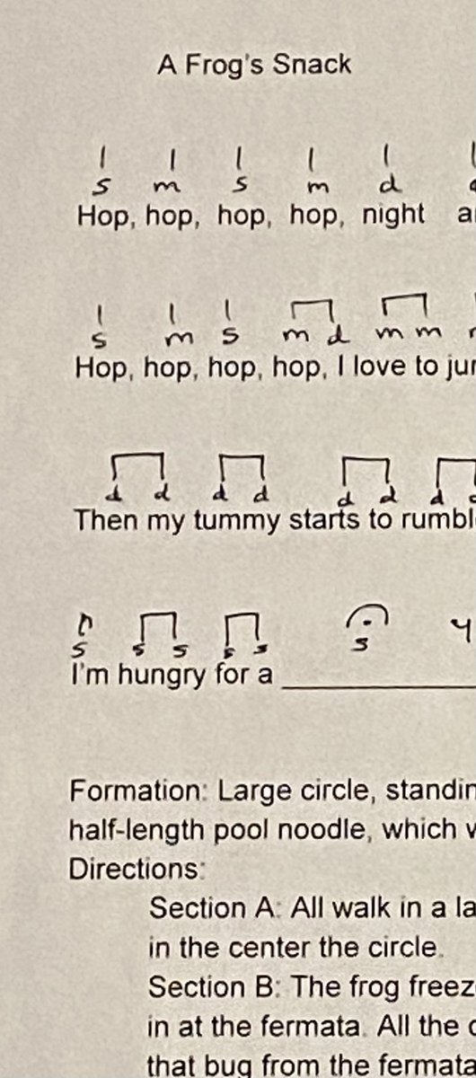 My music classes play game songs a lot. Last week a child  asked, “Can we play a game where one person is a frog and one person is a bug and the frog has to catch the bug?” Unprompted he was creating his own game song idea! And now we have this! #positivityproject2024 @KedcARTS