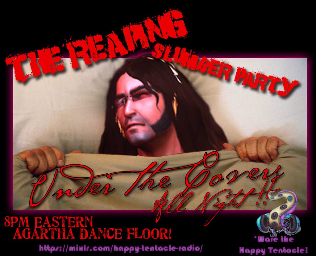 ReaperTSW's tweet photo. The curtains flew and then I appeared!

...at #TheReaping!

And tonight is a Slumber Party! All under the covers!

Tuesday night, 8pm Eastern, Agartha Dance Floor!

You know you wanna come.

#GaiasUSO @Happy_T_Radio https://t.co/5GnuON8VnB