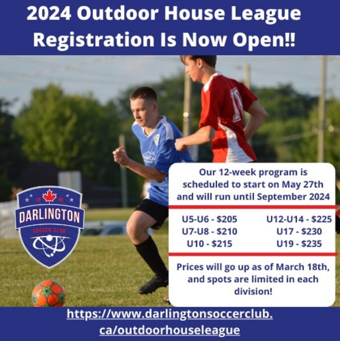OronoAAA's tweet photo. Soccer Registration has opened! Please follow the link to Darlington Soccer Club for all details. https://t.co/7Jcgl93EMe

Please note that the early bird deadline is March 17. Prices go up after that. https://t.co/dtwJt8yMDt