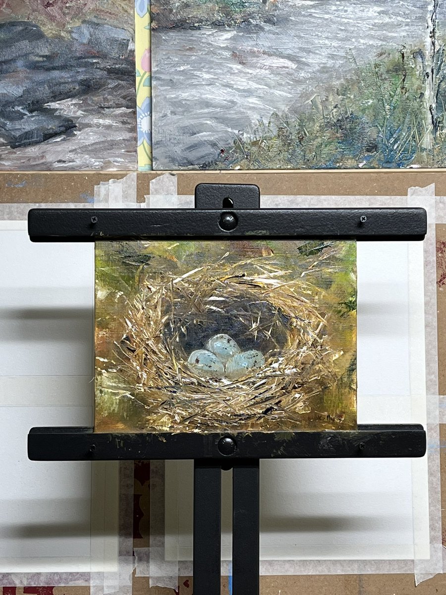MerseyRiverLad's tweet photo. When you christen your new @prolificpainter easel, gifted by ‘my luv’ @tammy215 (thankyou😘) I have to say I’m very happy with the results of my first piece. #cardinalnest #oilonpaperboard #daytrippereasel #georgianoil #fineart #fineartpainting https://t.co/UylgjLKpuF