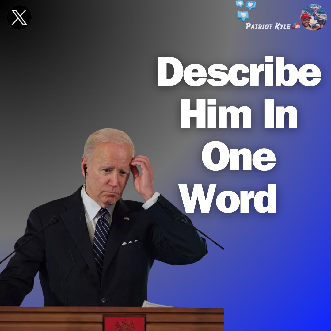 KYLEsW0RLD's tweet photo. Describe Joe Biden in one word

I’ll start : Clown 🤡 https://t.co/w8Z0ib5JTl