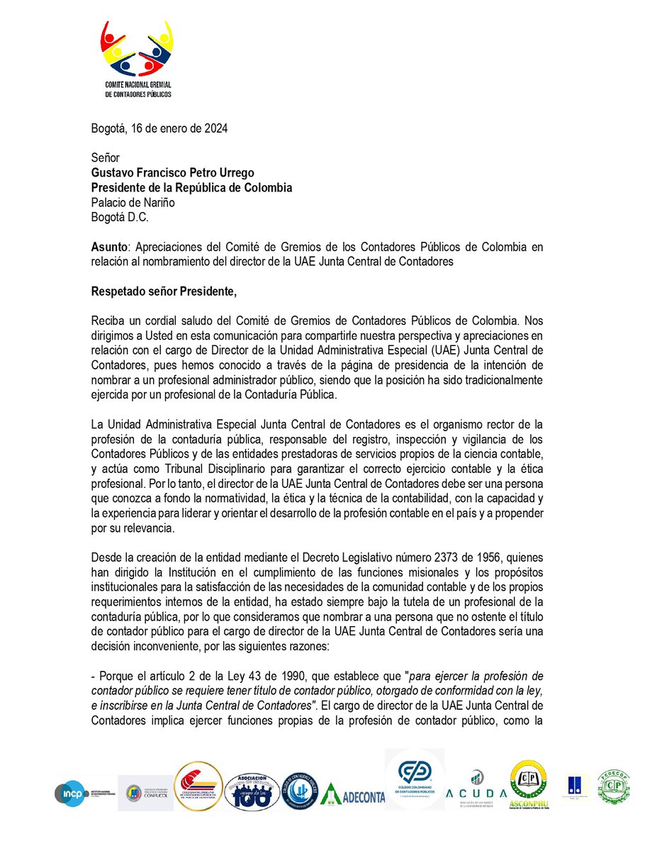 estebanet2's tweet photo. Las agremiaciones más importantes del país, rechazan el nombramiento de Jorge Iván Campos Campos como director de la Junta Central de Contadores, por no ser este Contador Público. Un grave error que perjudica a toda la profesión Contable del país.  Hilo 1 de 2. https://t.co/fAWkOTksiO