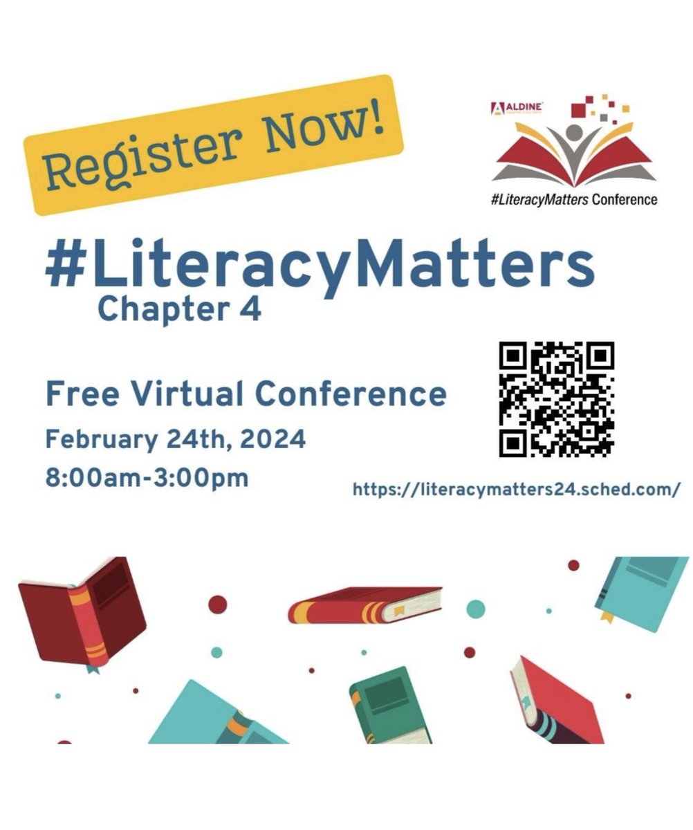 The @AldineISD #LiteracyMatters Virtual Conference is BACK! This FREE🎉 Virtual💻 Conference is February 24th. Register today! 🔗literacymatters24.sched.com