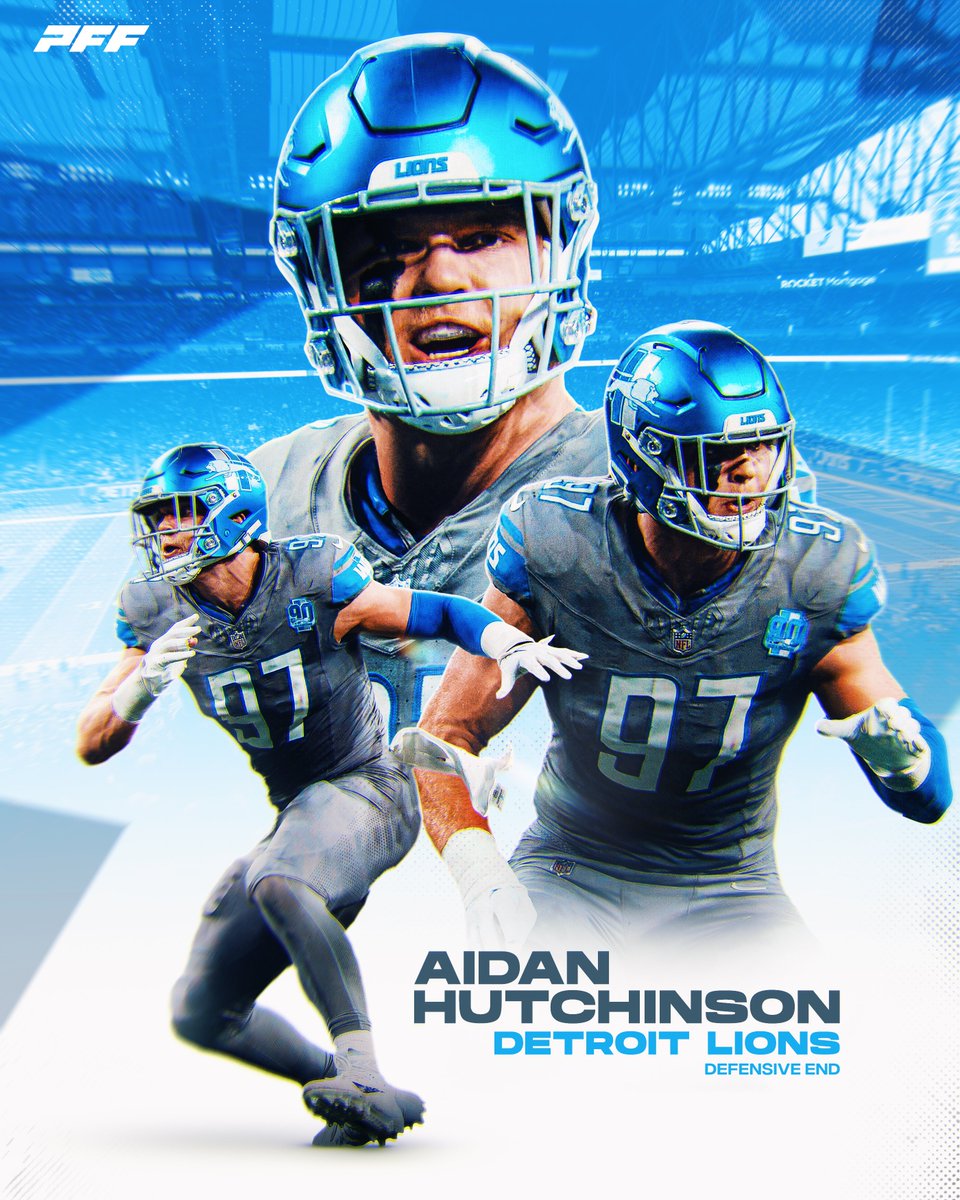 PFF's tweet photo. Aidan Hutchinson over the last 3 games:

🦁 7 sacks (1st)
🦁 23 pressures (1st)
🦁 92.3 pass rushing grade (1st) https://t.co/NY9USbSwJB