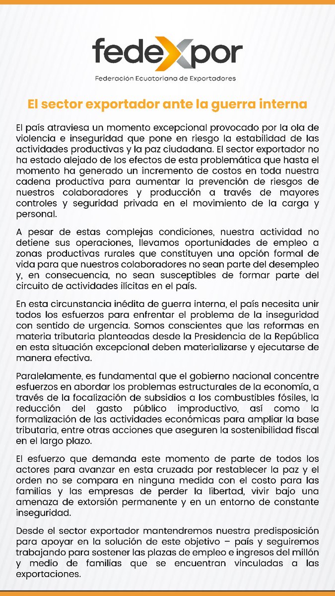 Fedexpor's tweet photo. 📝 BOLETÍN | El sector exportador ante la guerra interna. https://t.co/kYEexo8agR