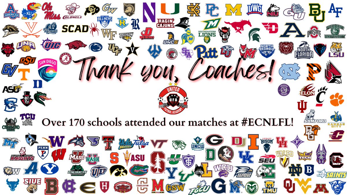 UnitedFA_ECNL's tweet photo. 𝙏𝙝𝙖𝙣𝙠 𝙮𝙤𝙪, 𝘾𝙤𝙖𝙘𝙝𝙚𝙨‼️
​
​Our 07G and 08G ECNL teams were in Florida last weekend for the #ECNLFL showcase. Our teams had over 170 coaches from colleges, NWSL clubs, and U.S. Soccer scouts at the matches. Including 97 coaches at one match! #united4life #UFAECNL https://t.co/fvTMxQUK4Y