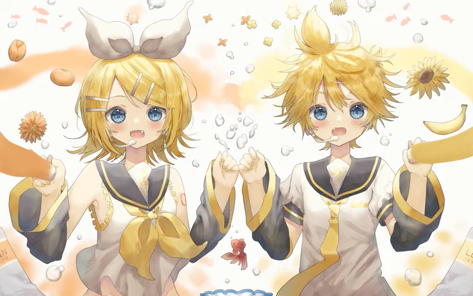 ピアプクロウですホー!今日もピアプロに投稿された作品を紹介していくホー☆つつじ。さんのリンちゃんとレンくん!自分のカラーを塗る…ふんわりファンタジックでステキな1枚だホー(*^▽^*)【】 #piapro #鏡音リン #鏡音レン 