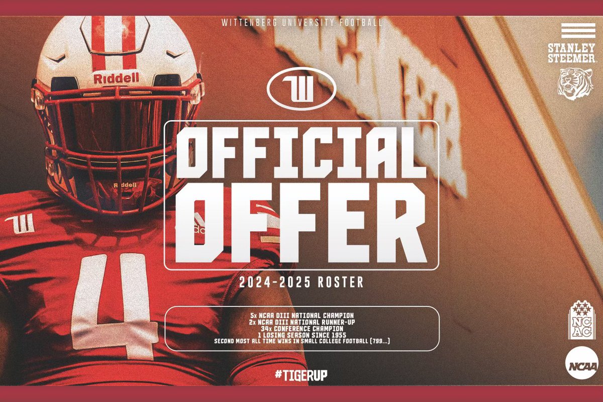 IamJed_68's tweet photo. Blessed to receive an offer from Wittenberg University @cdavie51 @WittFootball @BHSfootball4 https://t.co/uzZYo30bSe