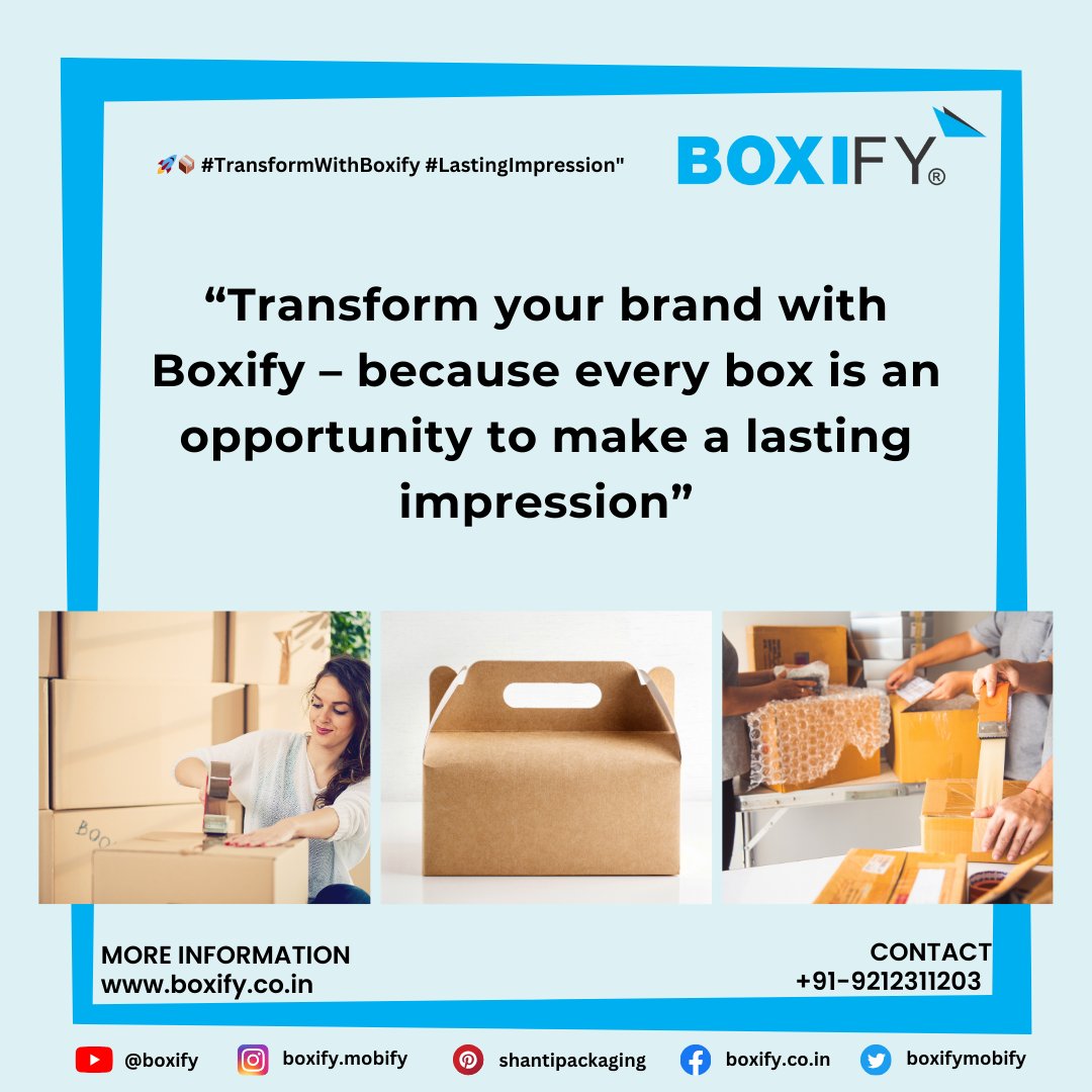 Transform your brand with Boxify – because every box is an opportunity to make a lasting impression #TransformWithBoxify #LastingImpression