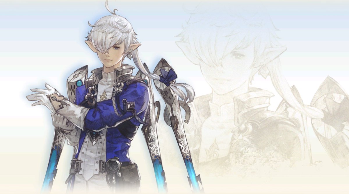 Trapsaw's tweet photo. Since a couple folks asked, I went ahead and grabbed everyone's lovely wallpaper-friendly art from the post-Endwalker credits. Here's Alphinaud, Alisaie, G'raha, and Estinien to start! [1/3]

#FFXIV https://t.co/Pa5yLf6oUc