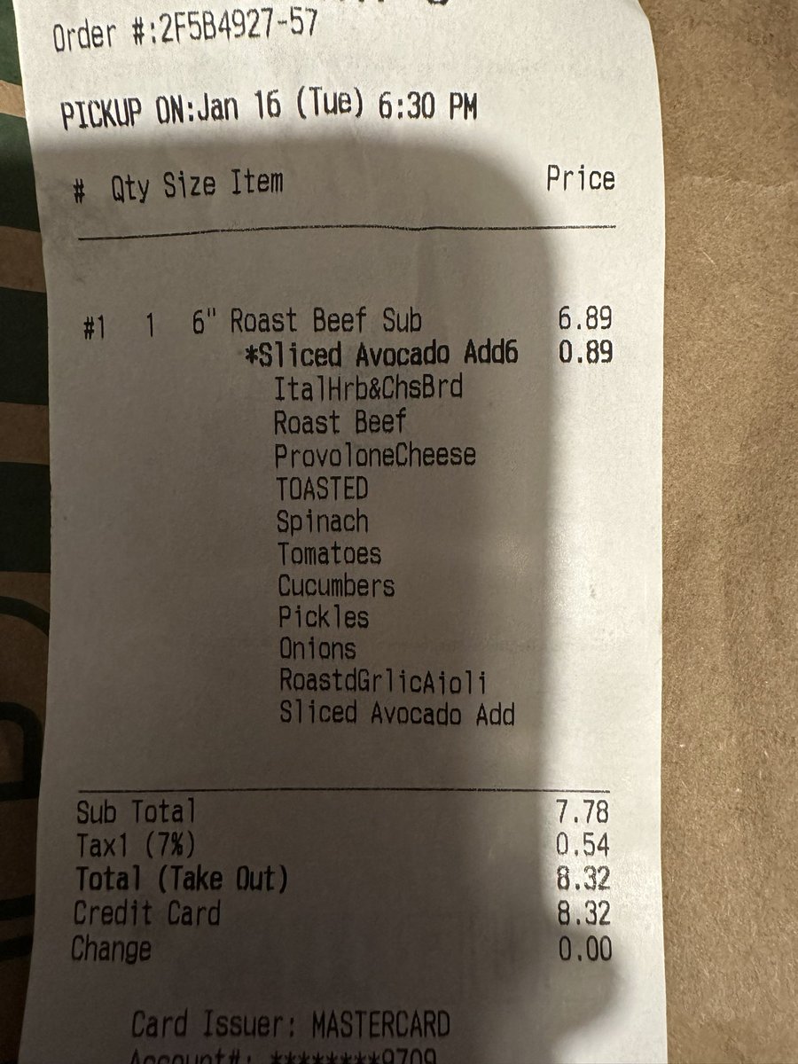 cathyj625's tweet photo. @SUBWAY my first order using your app. It wasn’t toasted and there was no avocado that I paid extra for. Is this standard for the app?? Super disappointed! 😩 https://t.co/O5rUJPHcwK