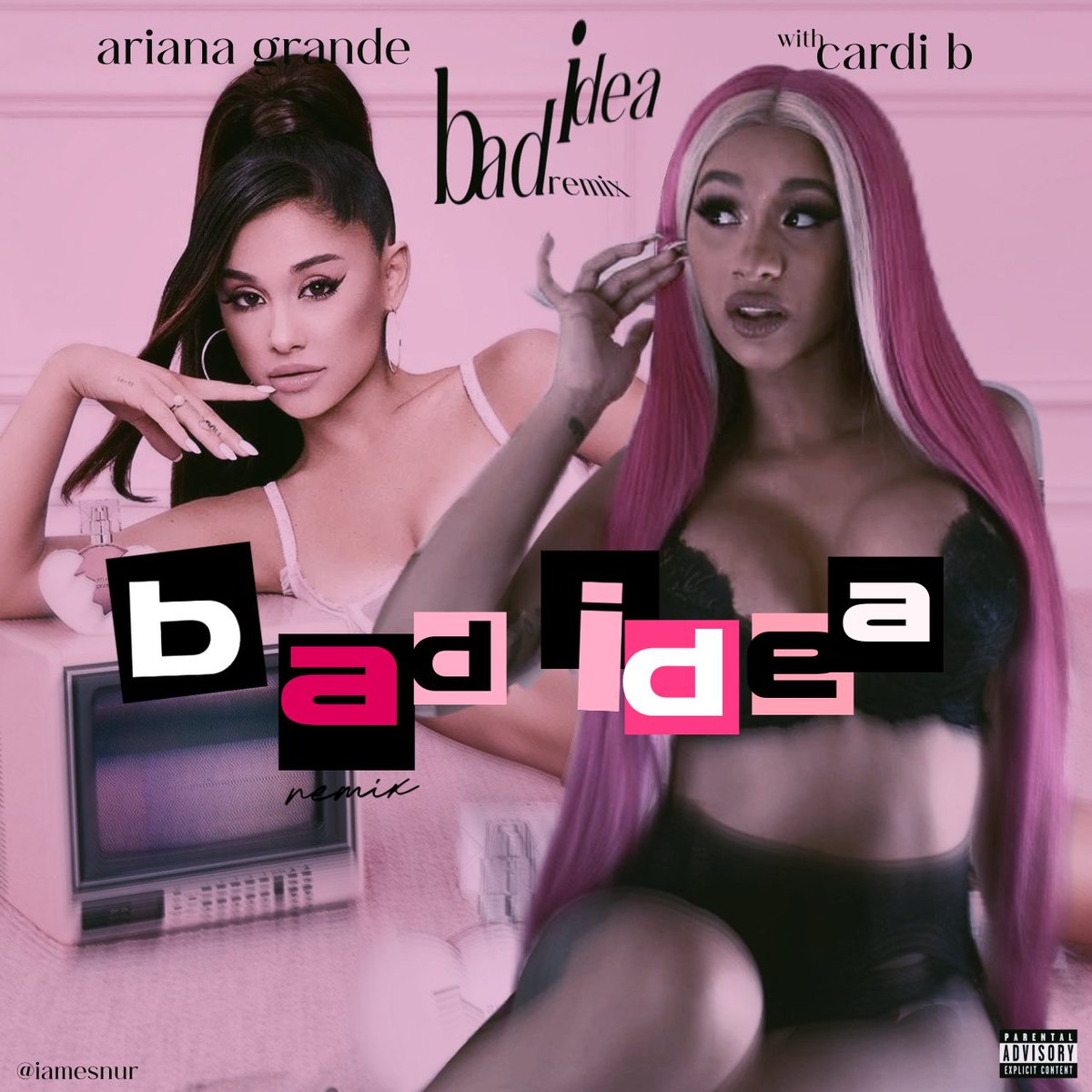 “bad idea” remix. with cardi b. january 26th. @iamcardib #badidea #arianagrande #cardib