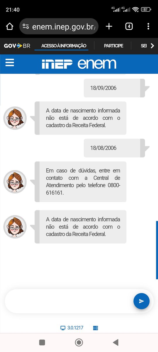 INEP um caos, quando teremos uma tecnologia eficaz??? Só para constar na Receita Federal 🆗 !