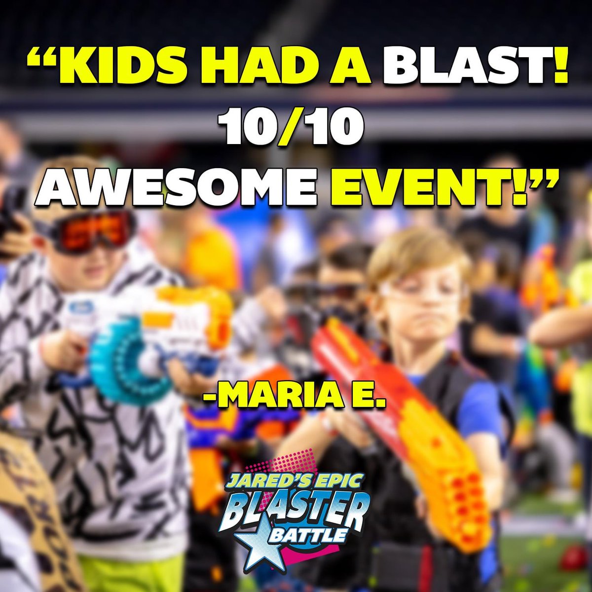 blasterbattle's tweet photo. Maria and her kids give JEBB 10/10!!! 😁 

We will always strive to keep it 💯! 😎

If you haven't already, please join our Facebook group to be the first to know when new events are announced! https://t.co/ZlJ2nShmD6