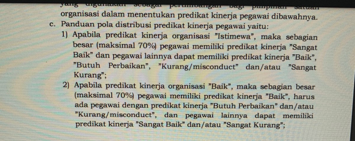 Kementerian satu ini lagi-lagi membuat kebijakan yang cukup kontroversial, siapakah yg mau secara sukarela dimasukkan ke golongan 'butuh perbaikan/kurang' ? Apakah pegawai yg mungkin tidak sedang persiapan naik pangkat/tubel/MPP/promosi selama dua tahun ke depan ?