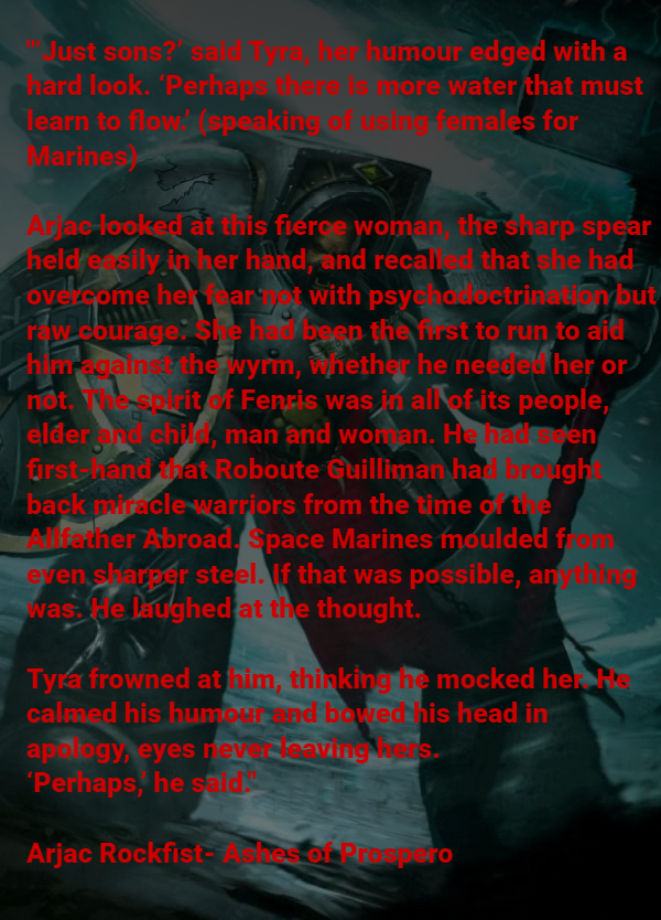 #warhammer40k
Kinda funny that we have this huge argument about FSM in the fandom, when the actual Astartes don't seem to mind the idea.