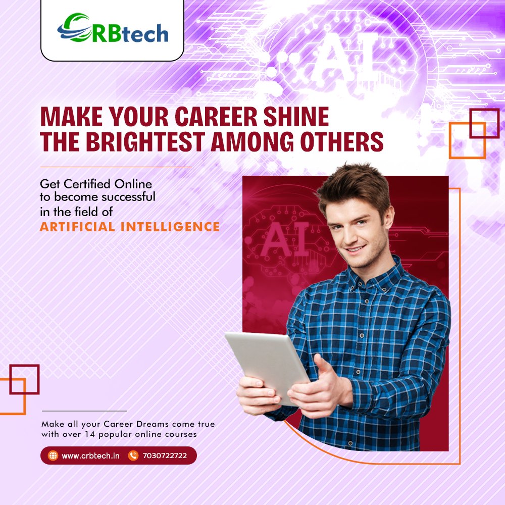 CRB_Tech's tweet image. Get specialized in a course with a bright & progressive future than any field. Be the master of the future with a certificate course in Artificial Intelligence from home
For more details call on 7030722722 or visit crbtech.in
#BestMachineLearningCourse