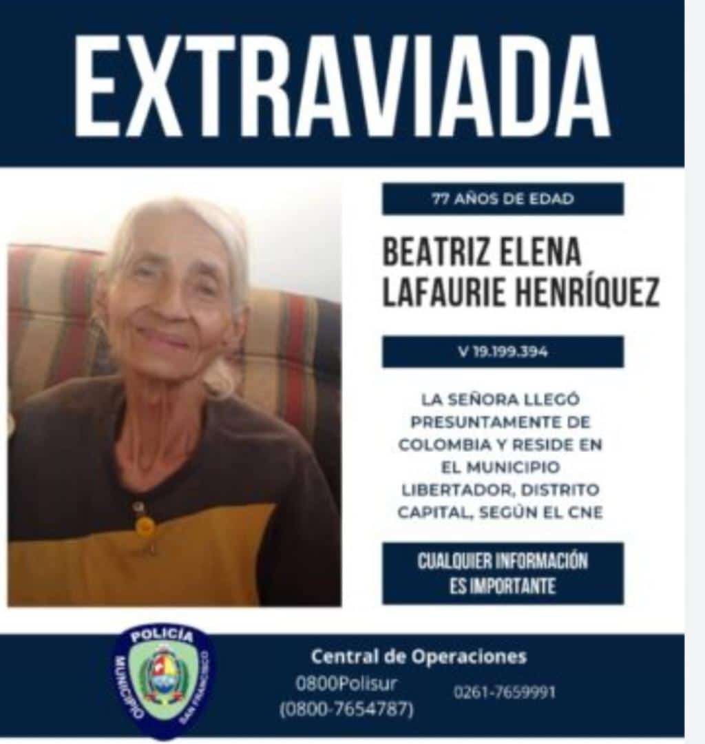 AlexaGomezDos's tweet photo. Buenas noches. La señora Beatriz Elena Lafaurie Herniquez, CI 19.199.394 viajó desde Cúcuta hasta San Antonio del Táchira, el 9/11/23. Dijo que se dirigía a Caracas donde reside según indica. Actualmente se encuentra en el municipio San Francisco en Maracaibo en Polisur y no da con sus familiares. Los números que tiene anotados no responden y ésta denuncia la hace la señora con la que viajó desde Cúcuta como compañera en el autobús. Hacemos un llamado a sus familiares, para que puedan comunicarse por los números que estamos publicando de Polisur, ya que la tienen allí resguardada , porque se encontraba vagando por Maracaibo totalmente sola . Muchísimas gracias 🙏🏼