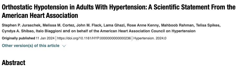 Very well written review of orthostatic hypotension.  I did not know that ARBs carry the lowest risk of OH.  Luckily, my go-to for nocturnal supine hypertension is losartan.

I also learned that droxydopa is better than midodrine in terms of risk of supine HTN.  Unfortunately,