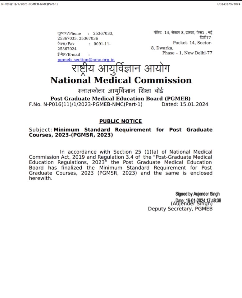 dryogendermalik's tweet photo. PUBLIC NOTICE: Minimum Standard Requirement for Post Graduate Courses, 2023-(PGMSR, 2023)
LINK: https://t.co/s55n0pNj0E
#NMC #PGMSR https://t.co/FK0LKsao2p