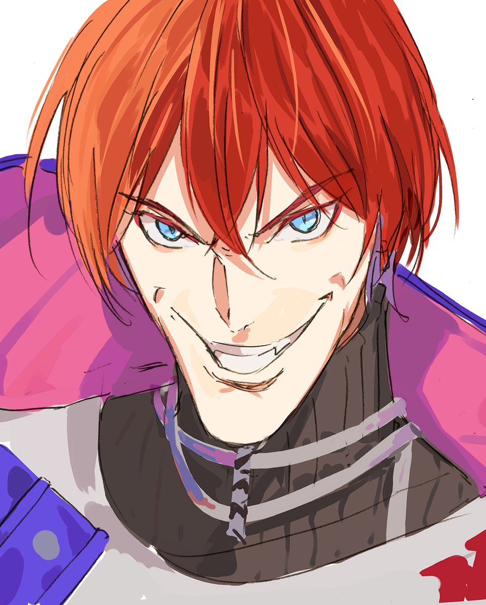 1boy blue eyes male focus solo smile red hair white background  illustration images