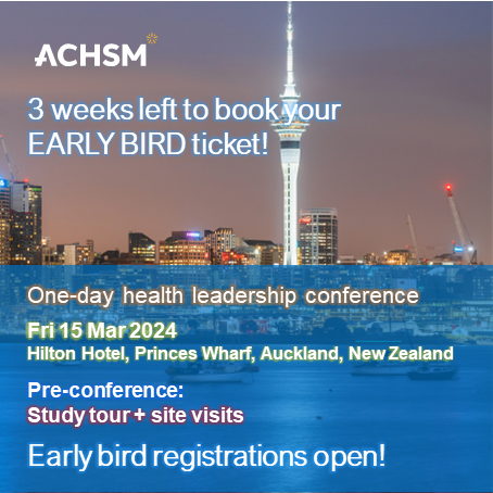 3 weeks left to book your EARLY BIRD TICKET! ACHSM One-day health leadership conference Friday 15 March 2024 in Auckland, New Zealand!  achsm.org.au/Events/book-ev… #auckland #CPD #health
