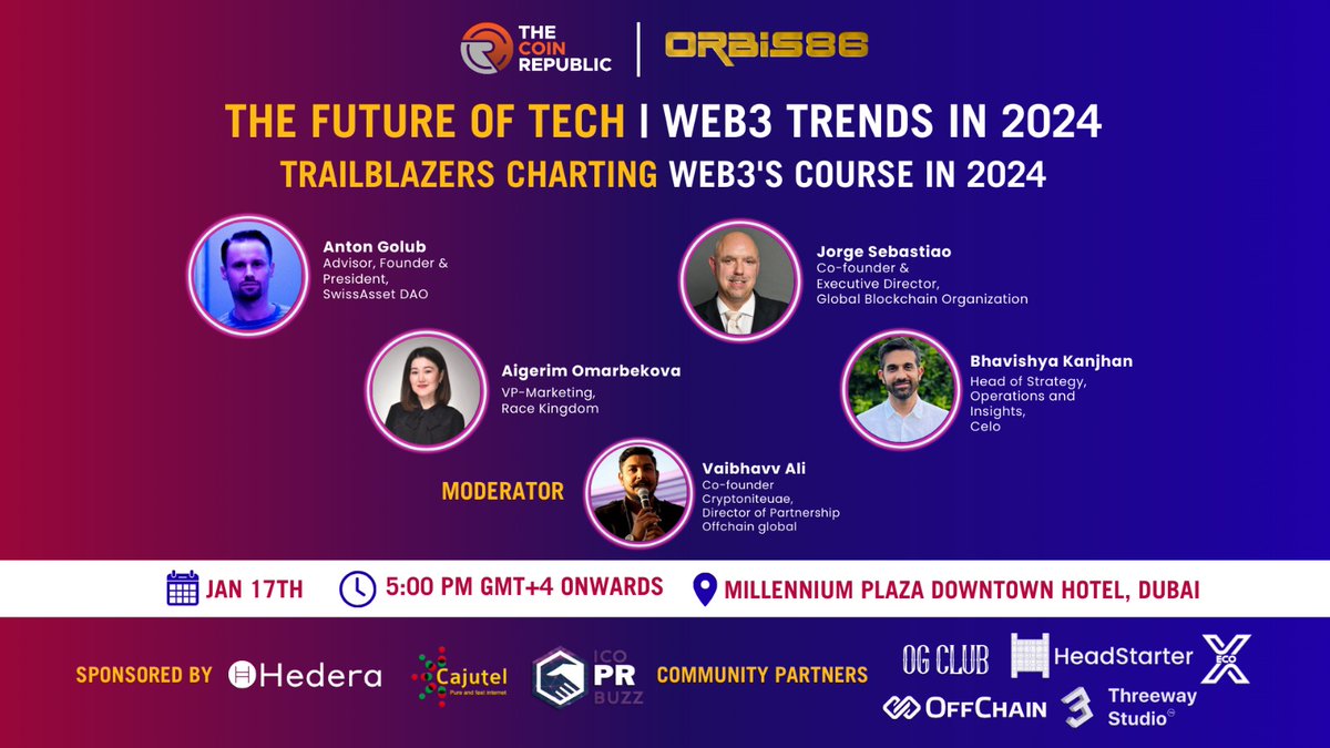 It is a pleasure to present present panel on Web3 Trends Join me.... lu.ma/Orbis86DubaiWe… #blockchain #ecoxdubai #artificialintelligence #web3    #jorgesebastiao