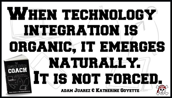 'When technology integration is organic, it emerges naturally. It is not forced.' - @techcoachjuarez & @kat_goyette in The Complete #EdTech Coach.
amazon.com/Complete-EdTec…
#tlap #dbcincbooks #wearecue #fetc #organicedtech #cvtechtalk