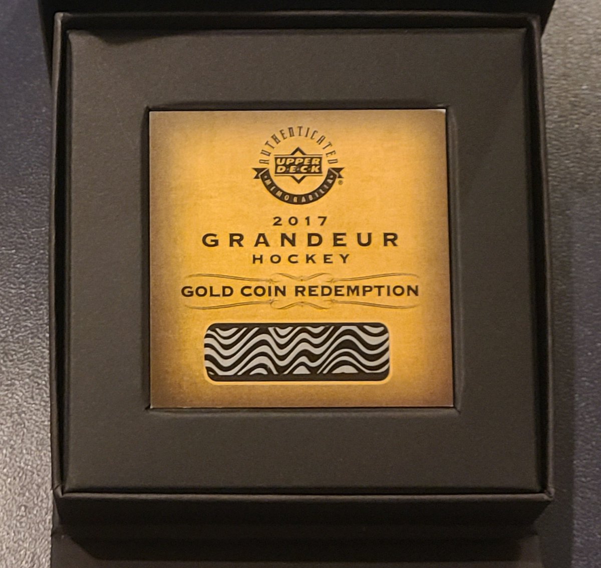 RepackRips's tweet photo. We bought a bunch of 2017 @UpperDeck Grandeur Hockey Coin boxes from @dacardworld in November, for a very fair price. Most are for our new #RepackRips Premium Hockey boxes (release date TBD). A few boxes were loose &amp; we've sporadically been opening those. Today, we beat the odds! https://t.co/3StukOrTGn