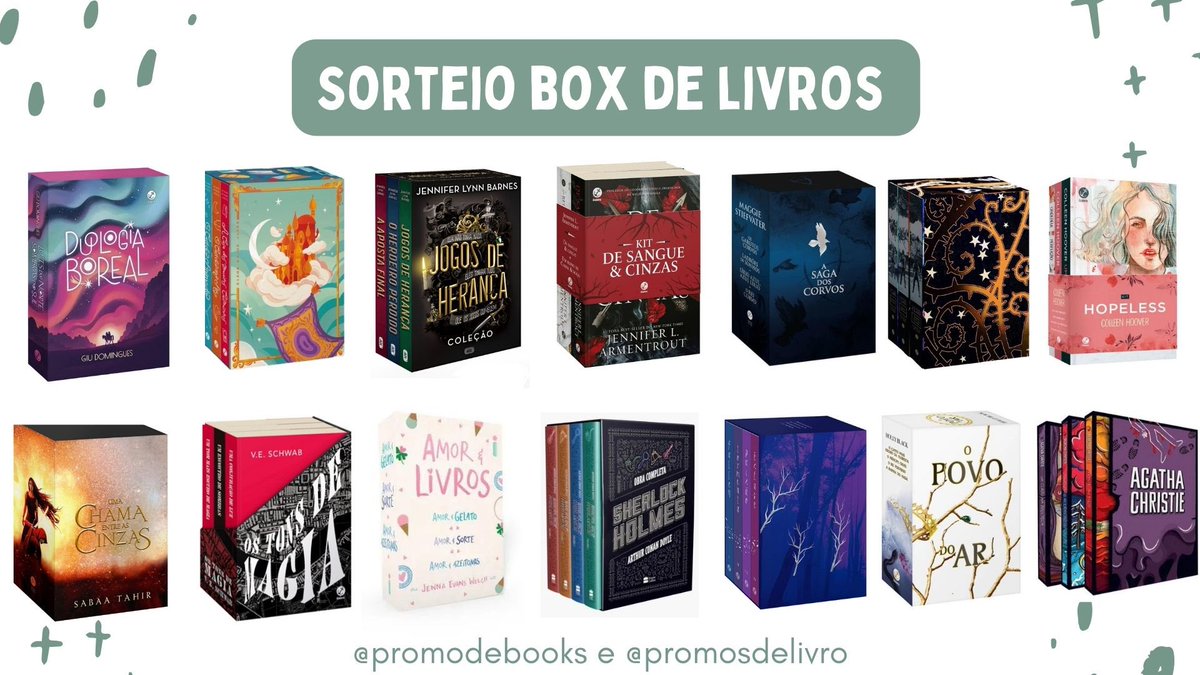 📚📚 Sorteio Box de Livros📚📚

🏆 Prêmio:
✨ UM Box dentre as opções da imagem ou R$140 em livros na Amazon!

↪️ Regras:
• Seguir <a href="/promodebooks/">Promo de Books 📚</a> e <a href="/promosdelivro/">Melhores Promoções de Livros</a> 
• Comentar o Box desejado ou R$140 em livros 
• Dar rt nesse tweet (sem citar)

📆 Resultado: 24/01 🍀