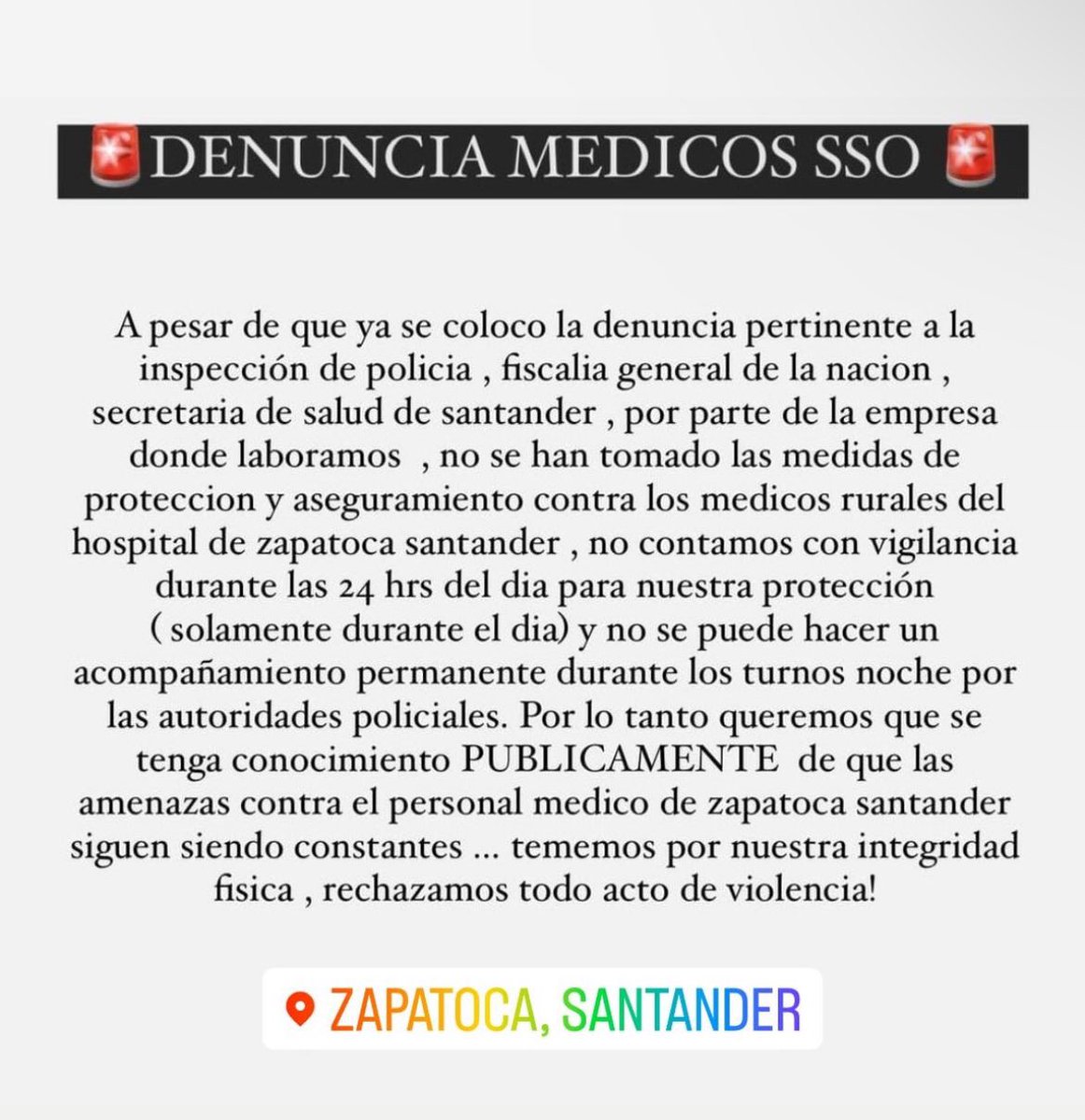 SOSMedicos_'s tweet photo. Nos comparten los médicos rurales de Zapatoca, Santander https://t.co/mBW4Id85Hw