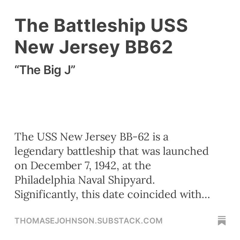 #History #Battleships #KnowledgeIsPower 

open.substack.com/pub/thomasejoh…

Please consider subscribing to my newsletter for those who love learning about history. If you become a paid subscriber, you will receive curated content each week.