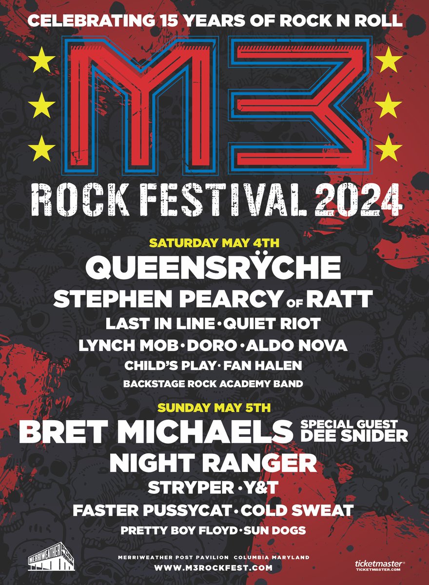📢Saturday May 4 at the M3 Rock Festival - Merriweather Post Pavilion  - in Columbia, Maryland!! 🎟️Tickets: ticketmaster.com/m3-rock-festiv…
#Queensryche #Maryland