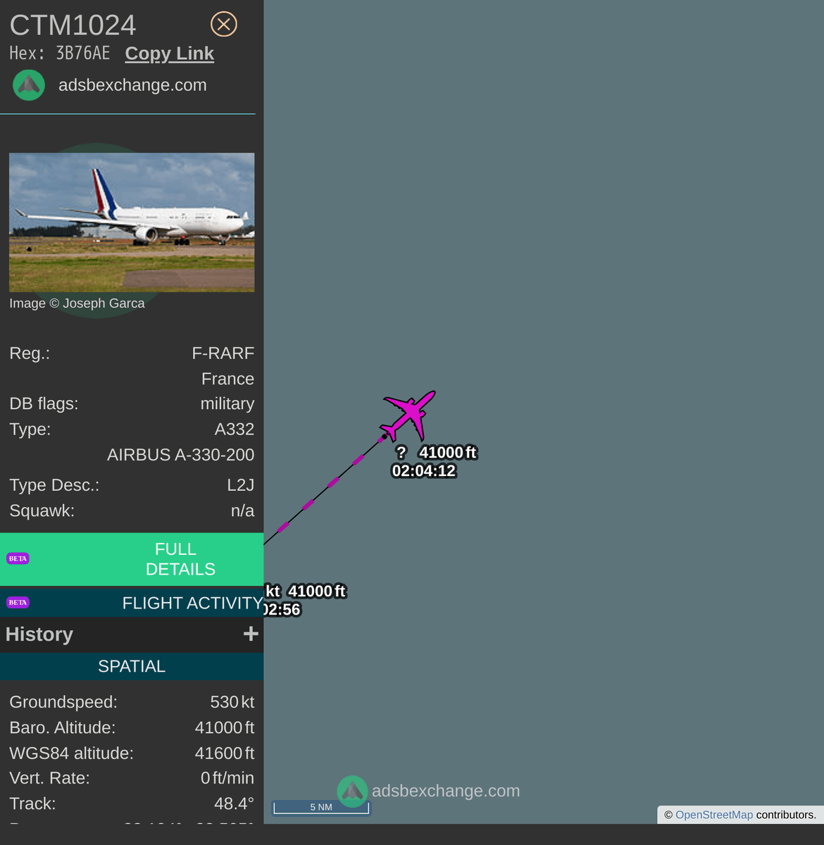 FlottePresident's tweet photo. 🛫 Un Airbus A330-200 🇫🇷 République Française vient de décoller près de ?.
Vol #CTM1024, immatriculation #FRARF.
Suivre le vol : https://t.co/NIcPZJFSDV https://t.co/mzoL7JI2H3