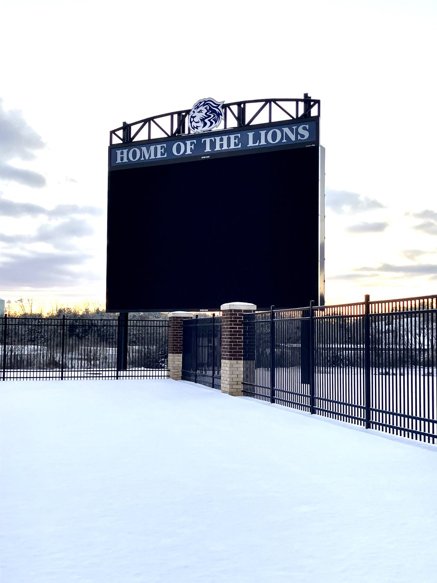 It’s almost as pretty on a snow day as it is on Friday night!!!  #golions #lcafootball <a href="/LakewayFootball/">LakewayLionsFootball</a>