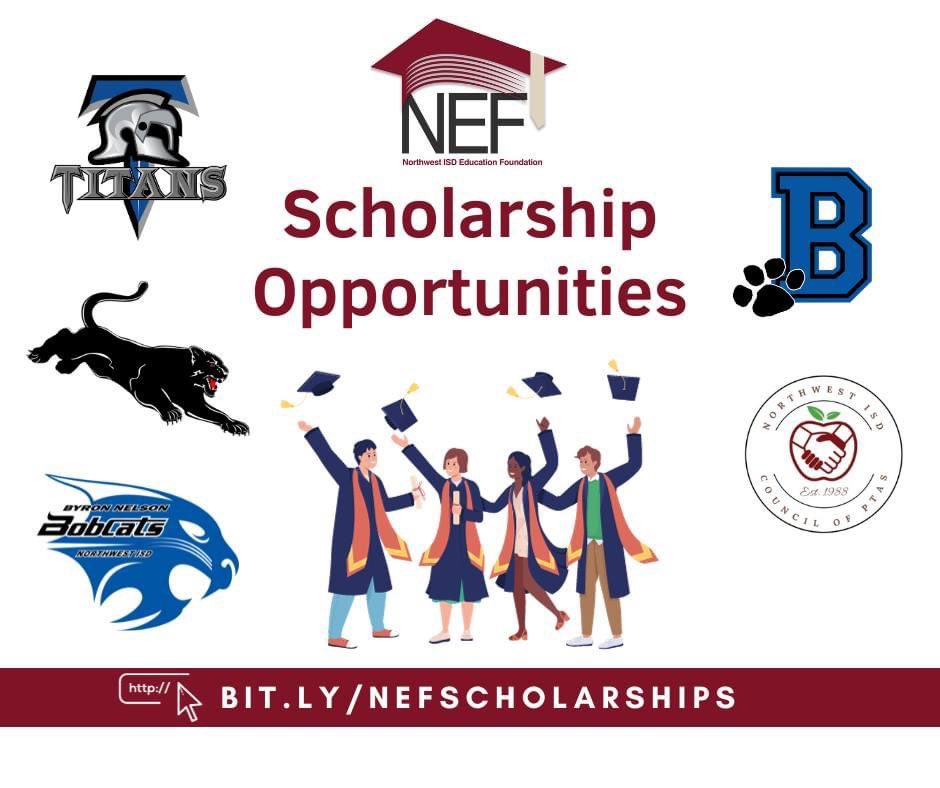 Tidwell PTA (@tidwellpta) on Twitter photo Tidwell PTA has partnered with <a href="/isupportnef/">Northwest ISD Education Foundation</a> to provide more scholarship opportunities in one place!
If you are a member of your high school PTSA by February 15, you can be eligible for the PTA scholarships listed on the NEF scholarship site! Apply today at bit.ly/NEFscholarships Tidwell PTA has partnered with <a href="/isupportnef/">Northwest ISD Education Foundation</a> to provide more scholarship opportunities in one place!
If you are a member of your high school PTSA by February 15, you can be eligible for the PTA scholarships listed on the NEF scholarship site! Apply today at bit.ly/NEFscholarships