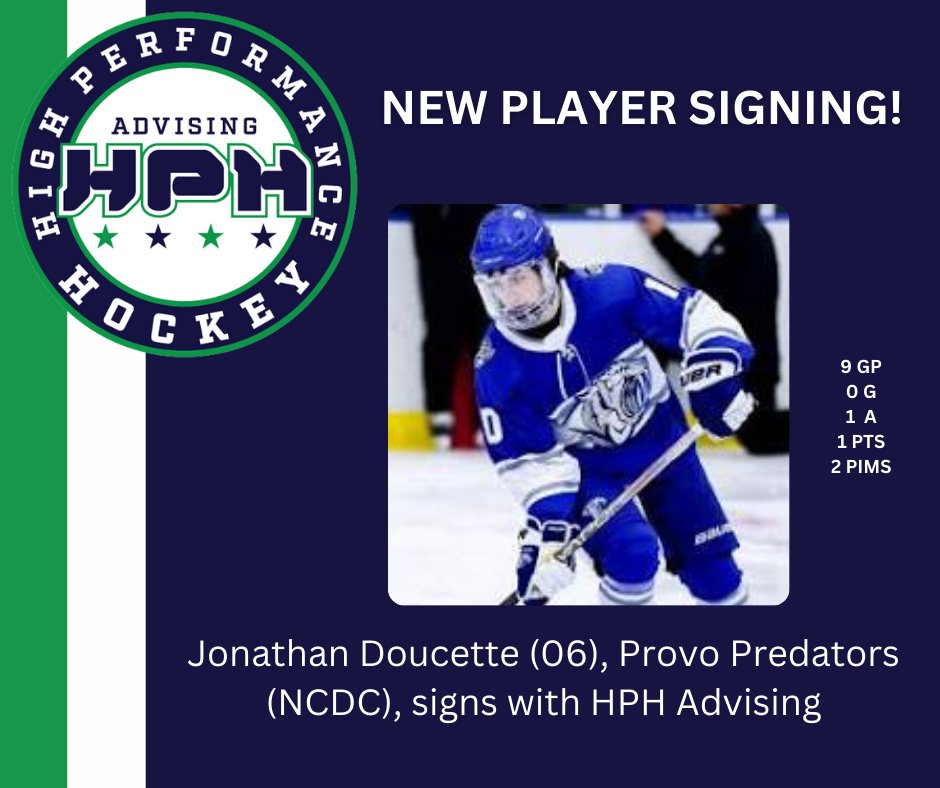 AdvisingHph's tweet photo. ** NEW PLAYER SIGNING ALERT**

Congratulations to Jonathan Doucette for signing on with HPH Advising. #hphadvisingfamily https://t.co/gzR0vJ96vW