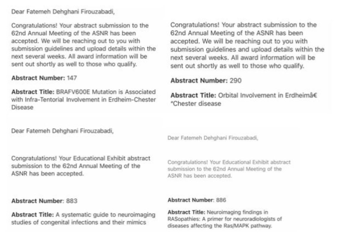 Excited to present our 4 abstracts @NIHRadiology @ECDGA @genome_gov and @boschildrensrad @TheASNR #ASNR24🤞🧠 All appreciation to my Wonderful Mentors @aamalayeri, Kevin, @IJuvianee, @sanjayprabhu! Many thanks to our wonderful team @vanessarameh @aryanzg @MahshidGolagha💞