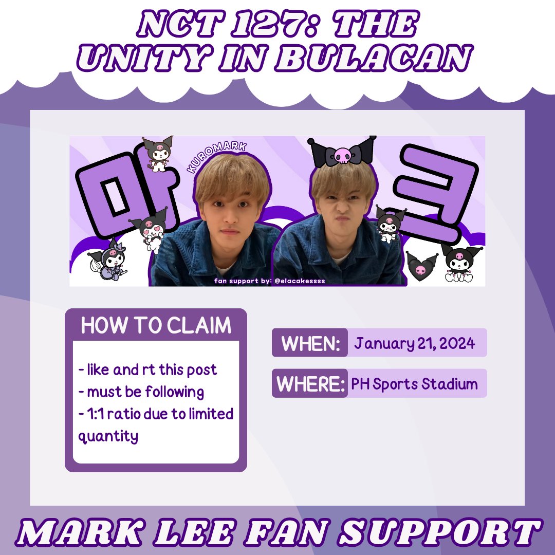 elacakessss's tweet photo. NCT 127 Neo City: The Unity in Bulacan Mark Lee 'KuroMark' Fan Support💚

- must be following 
- like &amp; rt this tweet
- strictly 1:1 ratio
- i will post my loc on d-day

#NCT127_NEOCITY_THE_UNITY
#NCT127 #NEOCITY
#NEOCITY_THE_UNITY_in_BULACAN https://t.co/f9e1AzZmZR