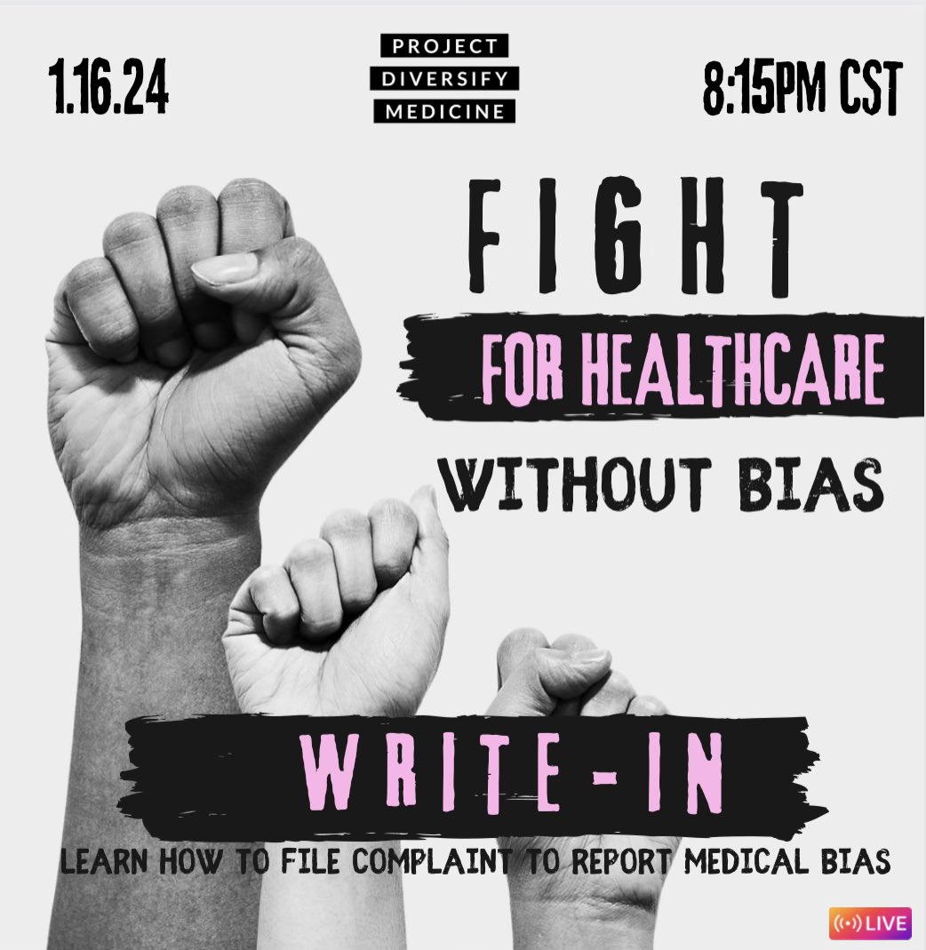 Pull up to our next IG LIVE NOW ON @projectdiversifymedicine 🚀🚀🚀🚀 #medicalbias #medicalbiasawareness