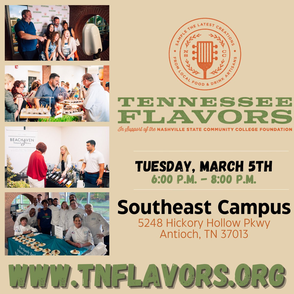 Follow the directions for your chance to win free tickets to Tennessee Flavors!

#TNFlavors #NashvilleState #NashvilleEvents #FoodandBeverageEvent